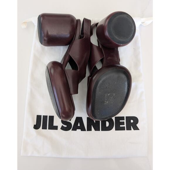 Jil Sander Ribes Leather Column Heel Slingback Sandals Women’s EU 36 US 6 Chic - Picture 6 of 9